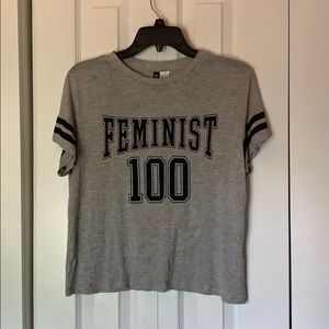 Gray FEMINIST tee shirt